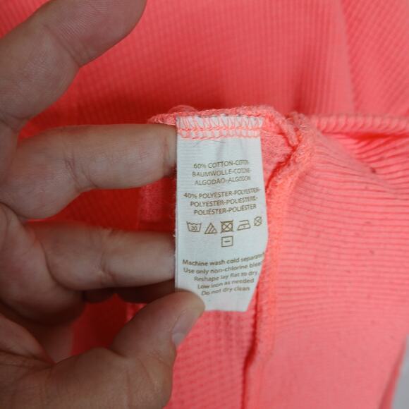 We The Free Oversized Thermal Waffle Knit Sweatshirt Womens MD Boho Cozy Lounge - Picture 5 of 10